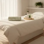 Clean waxing salon room for a guide on how long a Brazilian wax lasts