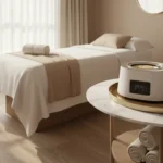Professional waxing station with wax warmer and sugaring bowl