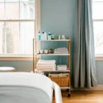 Clean professional waxing salon treatment room