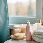 Gentle exfoliation supplies arranged for wax preparation