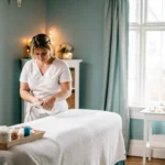 First-time Brazilian wax client in a welcoming salon