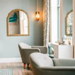 A clean, modern, and chic beauty salon interior with warm lighting and pastel colors at Brazil's Waxing Center