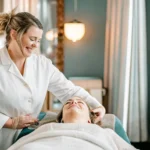Professional esthetician in a clean waxing studio preparing for a client appointment