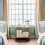 Professional waxing salon treatment room with clean modern spa aesthetic